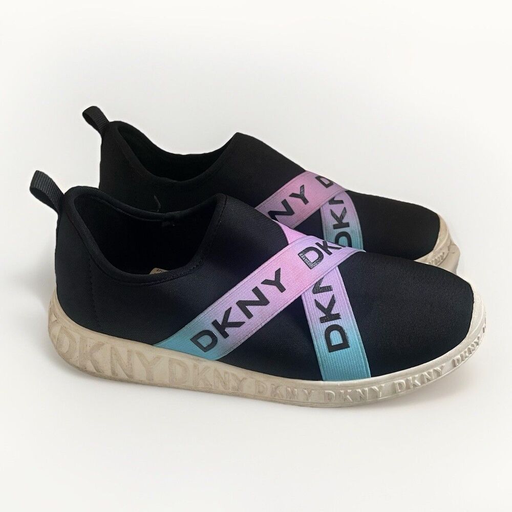 DKNY GIRLS YOUTH/JUNIOR TENNIS SHOE BLACK ALLIE STRETCH, DKN633 014 Size 4